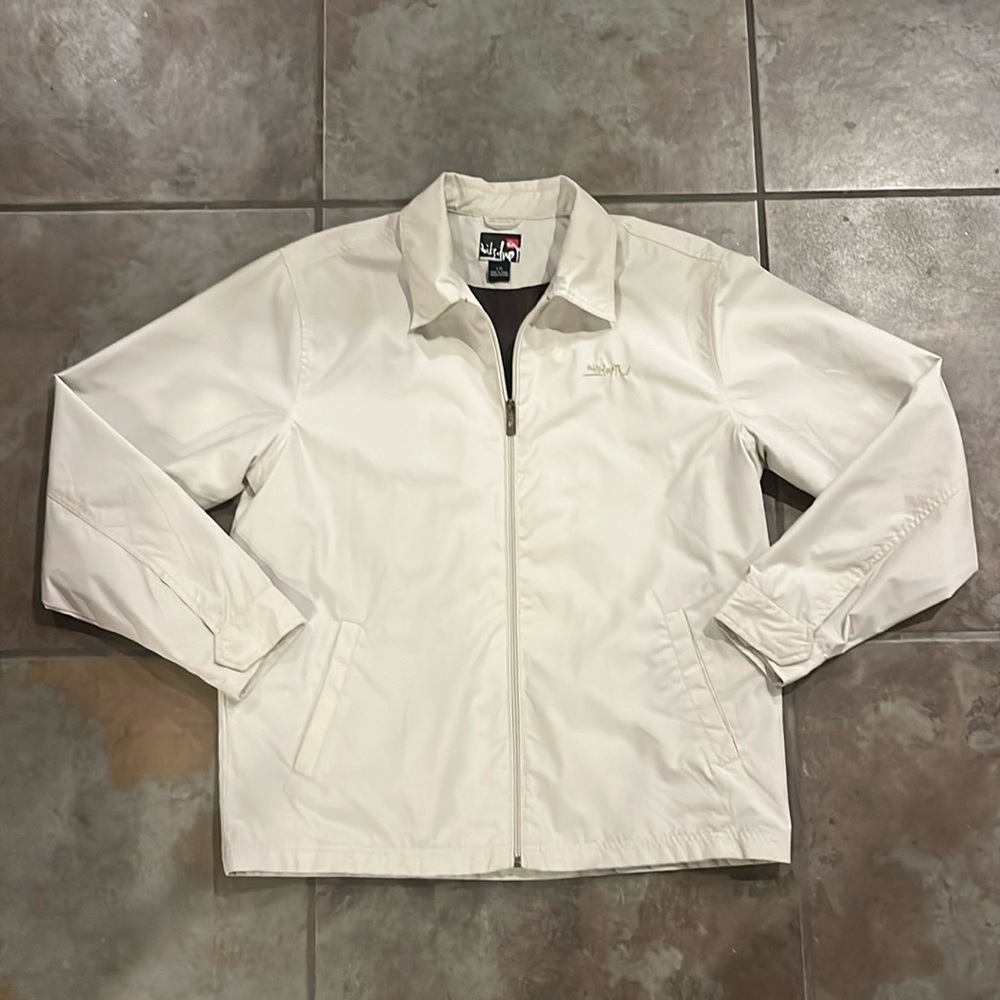 Y2K vintage, off white quicksilver full zip lined windbreaker, good condition